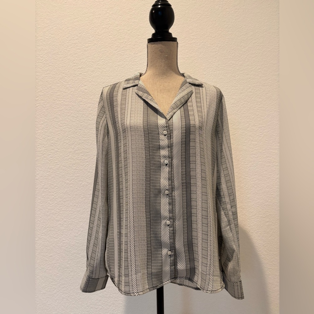 Lumiere Gray Striped Blouse